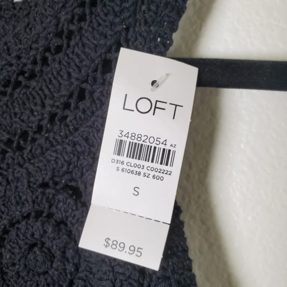 LOFT NWT‎ Women's Black Crochet Halter Neck Sleeveless Knit Cotton Midi Dress